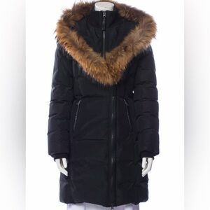 Mackage Black Puffer Coat with Brown Fur